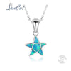 New Cute Silver Insaid Blue Fire Opal Starfish Necklace 925 Sterling Silver Pendant Necklace for Women Fine Jewelry Gift