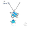 New Fashion Silver Inlaid Blue Fire Opal Cute Two Sea Turtles 925 Sterling Silver Parent-child Pendant Necklace for Women