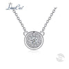Office Lady Genuine 925 Sterling Silver Chain Necklace AAA+ Cubic Zirconia Round Pendant Necklace Party Fine Jewelry Gift