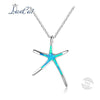 Simple Style Starfish Blue Fire Opal Fine Jewelry 925 Sterling Silver Necklace Hyperbole Pendant Necklace for Women Gift