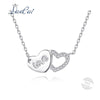 Women Double Heart Tiny Cubic Zirconia Crystal Love Words Pendant Necklace Chain Choker Necklace Jewelry Gift Daily Wear