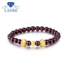 Natural Garnet Natural 24K Gold Bead Bracelet Round 6mm Stone for Women