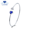 Wholesale Real 18K White Gold Natural Tanzanite Bracelet Pretty Bangle Diamond Promised Jewelry For Girl Party Gift