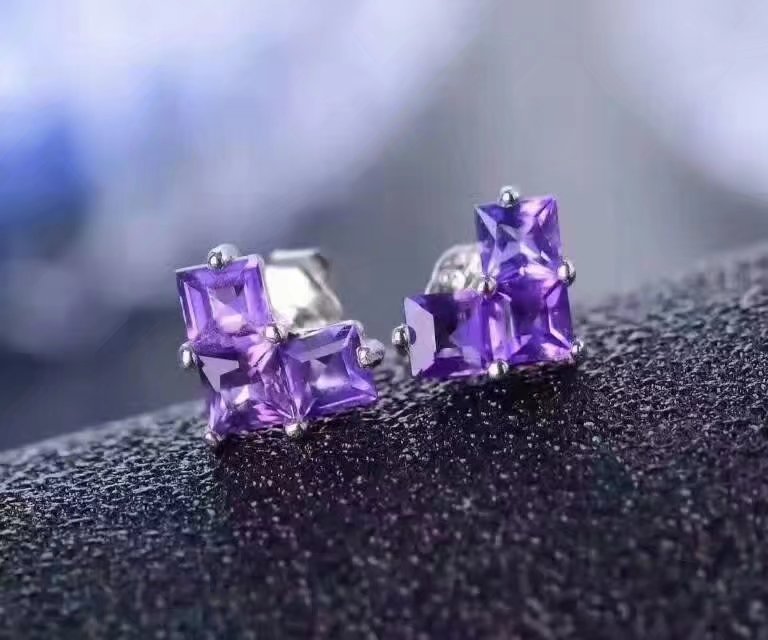 925 sterling silver Amethyst Jewelry Sets Fine Jewelry Ring Necklace Pendant Earring Women Bridal Sweet love tz0303agz