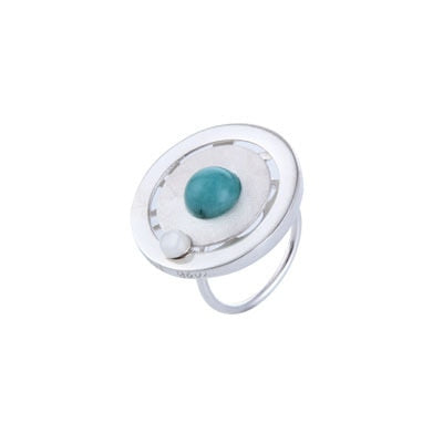 925 Sterling Silver Genuine Ring Amazonite Shell Silver 925 Jewelry Ladies Gemstone Ring RG49112