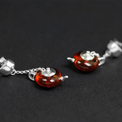 Agate Earring 925 Sterling Silver Drop Earrings Female Handmade Fine Jewelry Minimalist Teapot Earrings ED49015