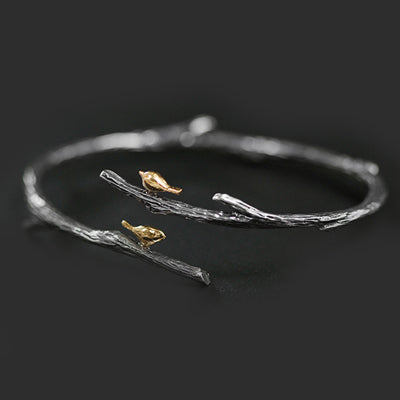 Bracelet Male 925 Sterling Silver Adjustable Bird And Branch Fine Jewelry Simple Vintage Bracelets For Women SZ37001