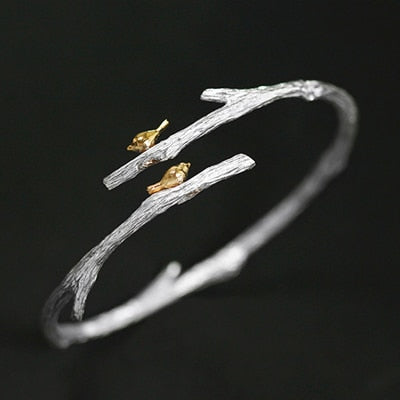 Bracelet Male 925 Sterling Silver Adjustable Bird And Branch Fine Jewelry Simple Vintage Bracelets For Women SZ37001