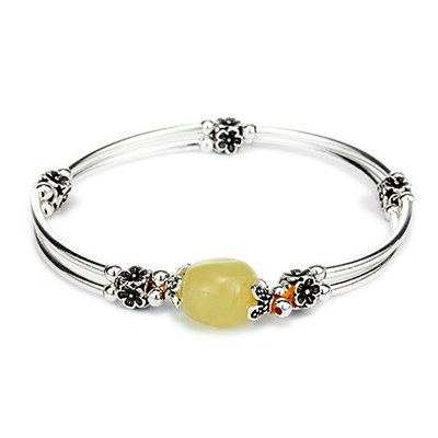 Bracelet Silver 925 Natural Amber Bracelets Women Fine Jewelry 925 silver bracelet for charms BR50120