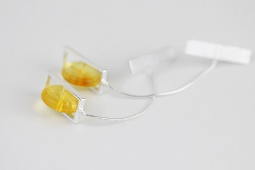 Earrings Silver 925 Pendants Amber Earrings For Women Fine Jewelry Handmade Long Earrings AED40001