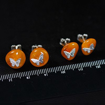 Handmade Natural Amber Earrings For Women Fine Jewelry 925 Sterling Silver Earrings AED35008