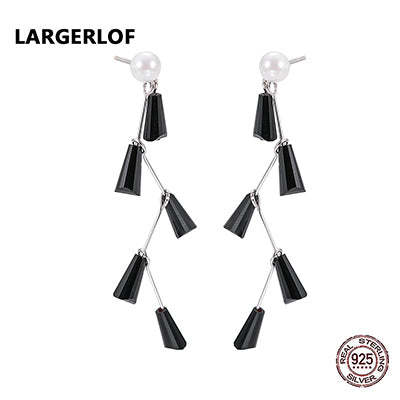 Pearl Earrings 925 Sterling Silver Fine Jewelry Women Crystal Earrings ED37092