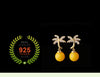Real 925 Sterling Silver Earrings Flower Fashion Jewelry Handmade Amber Earrings For Women AED30006