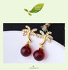 Real 925 Sterling Silver Earrings Flower Fashion Jewelry Handmade Amber Earrings For Women AED30006