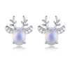 Real 925 Sterling Silver Moonstone Earrings Women Fine Jewelry Christmas Stud Earrings For Women ED49113