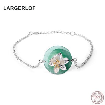 Silver Bracelet Women 925 Sterling Silver Friends Bracelets Jade Fine Jewelry Women Chain Bracelets BR7845
