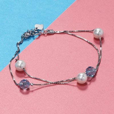 Women 925 Silver Jewelry Pearl Bracelet Female Fashion Jewelry 925 Sterling silver Bracelets For Women BR49001