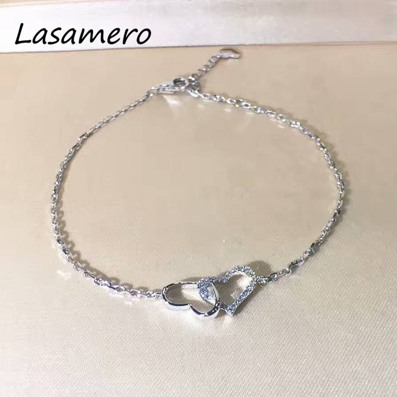 0.15CTW Luxury Gold Heart Shape Bracelet Natural Diamond Crystal Bracelet 18K Gold Half Circle Diamond Bracelet