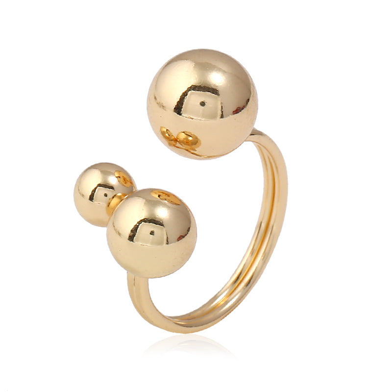 Silver & Gold Color Copper Rings Female Size Beads Finger Ring For Women Girls Fashion Unique Style Jewelry Ornaments