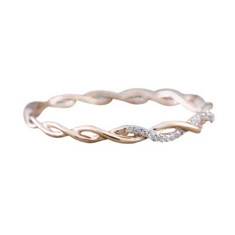 Twist Rope Rings Stacking Wedding Engagement Mini Ring Jewelry 2020 Small Zircon Ring For Women Thin Rose Gold Silver