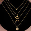 LATS Collier Chain Necklace Multilayer Moon Stainless Steel Disc Gold Pendant Necklace For Women  Trend Female Jewelry Collar