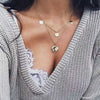 LATS Collier Chain Necklace Multilayer Moon Stainless Steel Disc Gold Pendant Necklace For Women  Trend Female Jewelry Collar