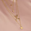 LATS Collier Chain Necklace Multilayer Moon Stainless Steel Disc Gold Pendant Necklace For Women  Trend Female Jewelry Collar
