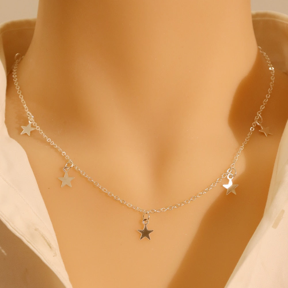 LATS Gold Silver Color Chain Pendant Butterfly Necklace for Women Layered Charm Choker Necklaces Boho Beach Jewelry Gift