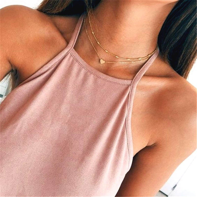 LATS Gold Silver Color Chain Pendant Butterfly Necklace for Women Layered Charm Choker Necklaces Boho Beach Jewelry Gift
