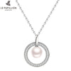 LE PAPILLION 2020 Fine Jewelry 925 Sterling Silver Women Necklace Circles Inlaid Zircon Pearl Pendant Necklace Fashion Collares