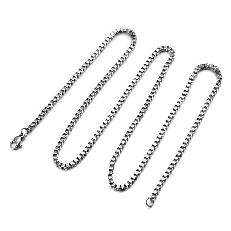 LEEKER 2021 Stainless Steel Box Necklace for Men Women Cuba Link Chain Chokers Vintage Jewelry on the neck 378 K2