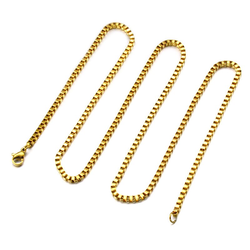 LEEKER 2021 Stainless Steel Box Necklace for Men Women Cuba Link Chain Chokers Vintage Jewelry on the neck 378 K2