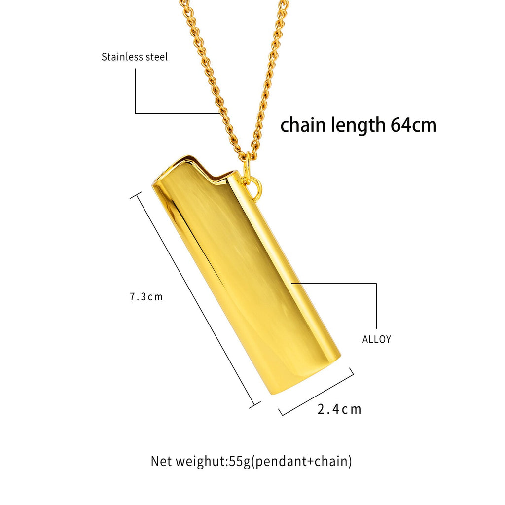 LEEKER 2021 trendy rainbow color lighter shell pendant stainless steel necklace for men gold silver color chain 302 LK1
