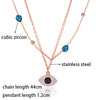 LEEKER Blue evil eye Cubic Zirconia jewelry Stainless Steel Necklace Gold Color Pendant Double Neck bijoux 332 K2