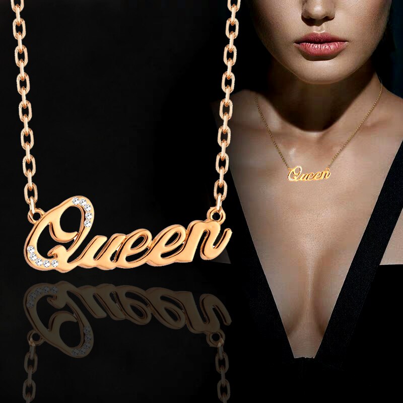 LEEKER QUEEN Letter Pendant Necklaces For Women Girls Rose Gold Silver Color Choker Necklace Accessories Jewelry 331 LK8
