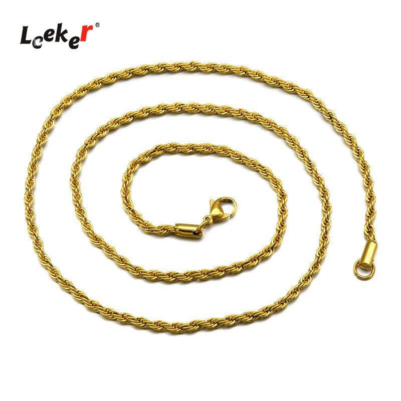 LEEKER  Stainless Steel Rope Necklaces Cuba Vintage Necklace for Men Women Couple Link Chain Jewelry on the neck 378 K2
