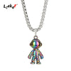 LEEKER cool astronaut pendant stainless steel necklace men trendy simple rainbow color jewelry 2021 295 LK2