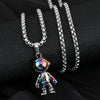 LEEKER cool astronaut pendant stainless steel necklace men trendy simple rainbow color jewelry 2021 295 LK2