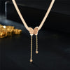 LEEKER rose gold color butterfly stainless steel necklace for women lady hip hop jewelry 341 LK6