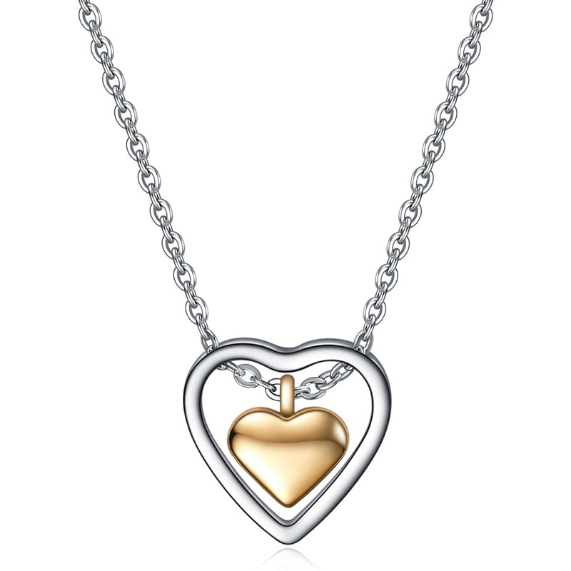 LEEKER rose gold color heart pendant stainless steel necklace for women lady hip hop jewelry 342 LK6