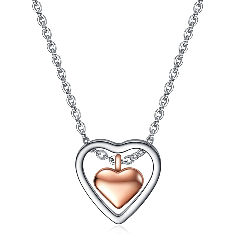 LEEKER rose gold color heart pendant stainless steel necklace for women lady hip hop jewelry 342 LK6