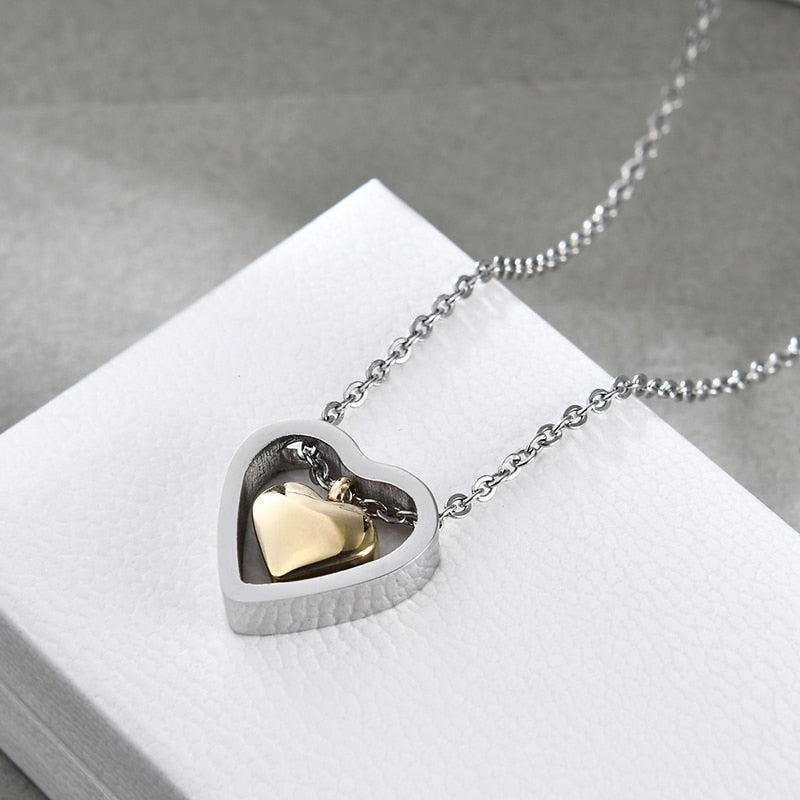 LEEKER rose gold color heart pendant stainless steel necklace for women lady hip hop jewelry 342 LK6