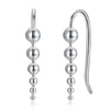 100% Authentic 925 Sterling Silver Round Bean Bead ball Drop Earrings, Clear CZ Sterling Silver Jewelry Brincos de Prata