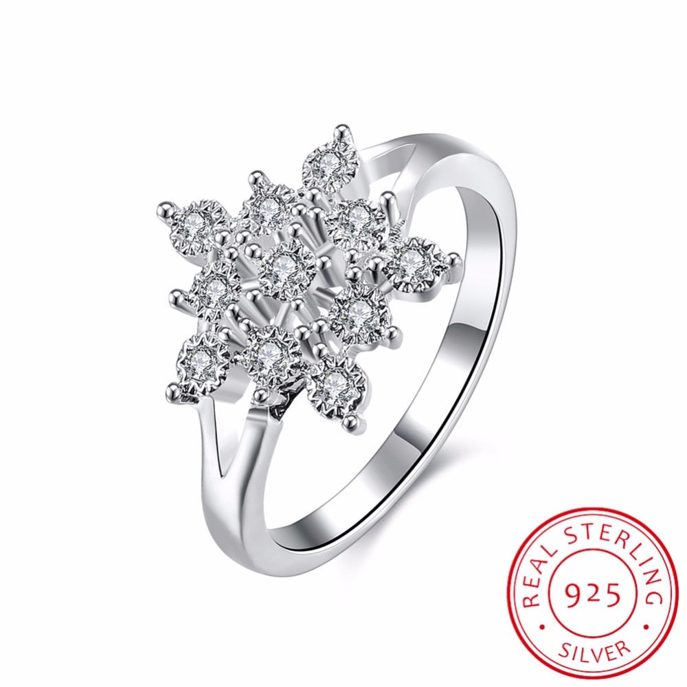 2020 Brand New Hot Collection 925 Sterling Silver Crystalize Snowflake, White Crystals & Clear CZ Ring Fine Jewelry