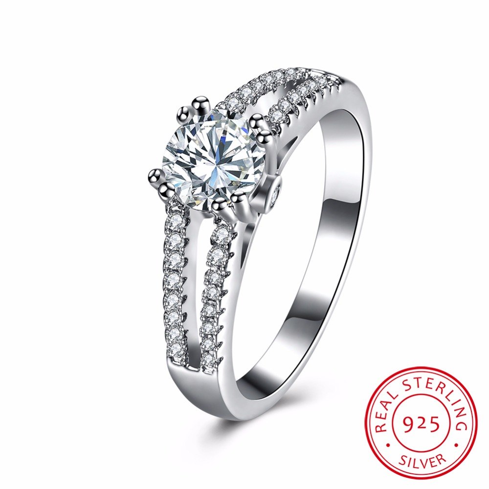 2020 Fashion Fine Jewelry 925 Sterling Silver Ring Crystal Hollow Design Silver Ring For Women Jewelry