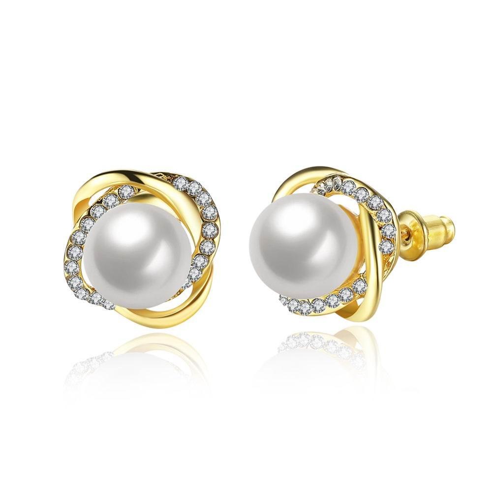 2020 New 925 Sterling Silver Fine Jewelry White Crystal Pearl & Clear Cz Luminous Love Knots Stud Earrings Elegant Women