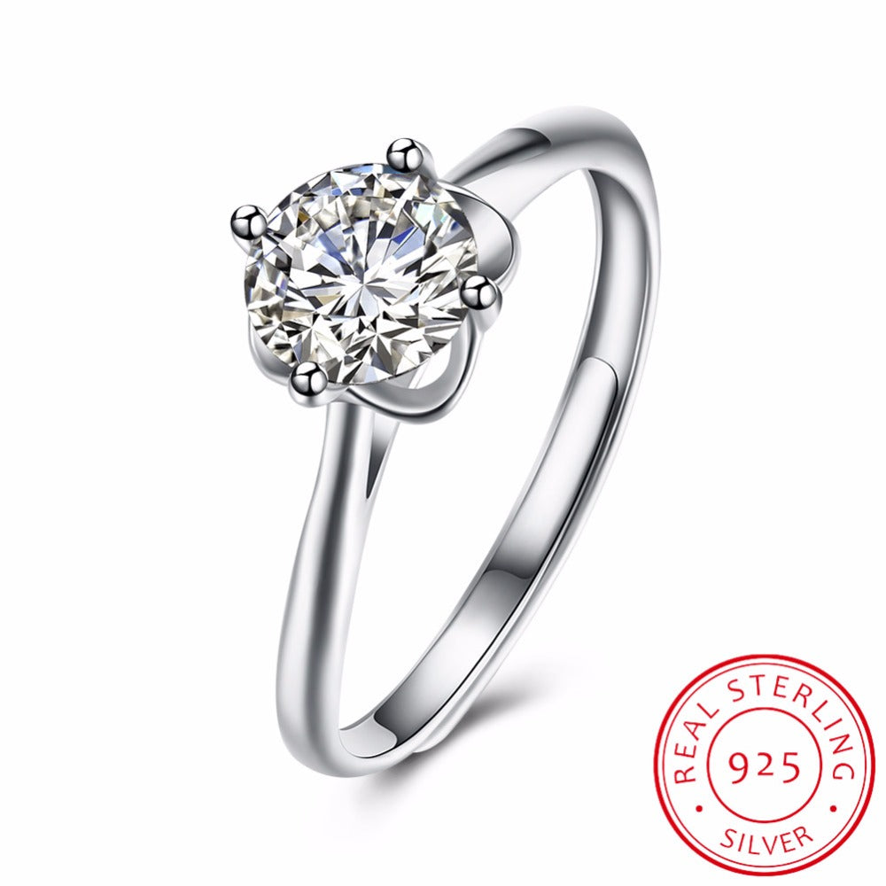 2020 Real 925 Sterling Silver Ring Clear Ten Heart CZ Zirconia Fashion Wedding Engagement Classic Jewelry For Women