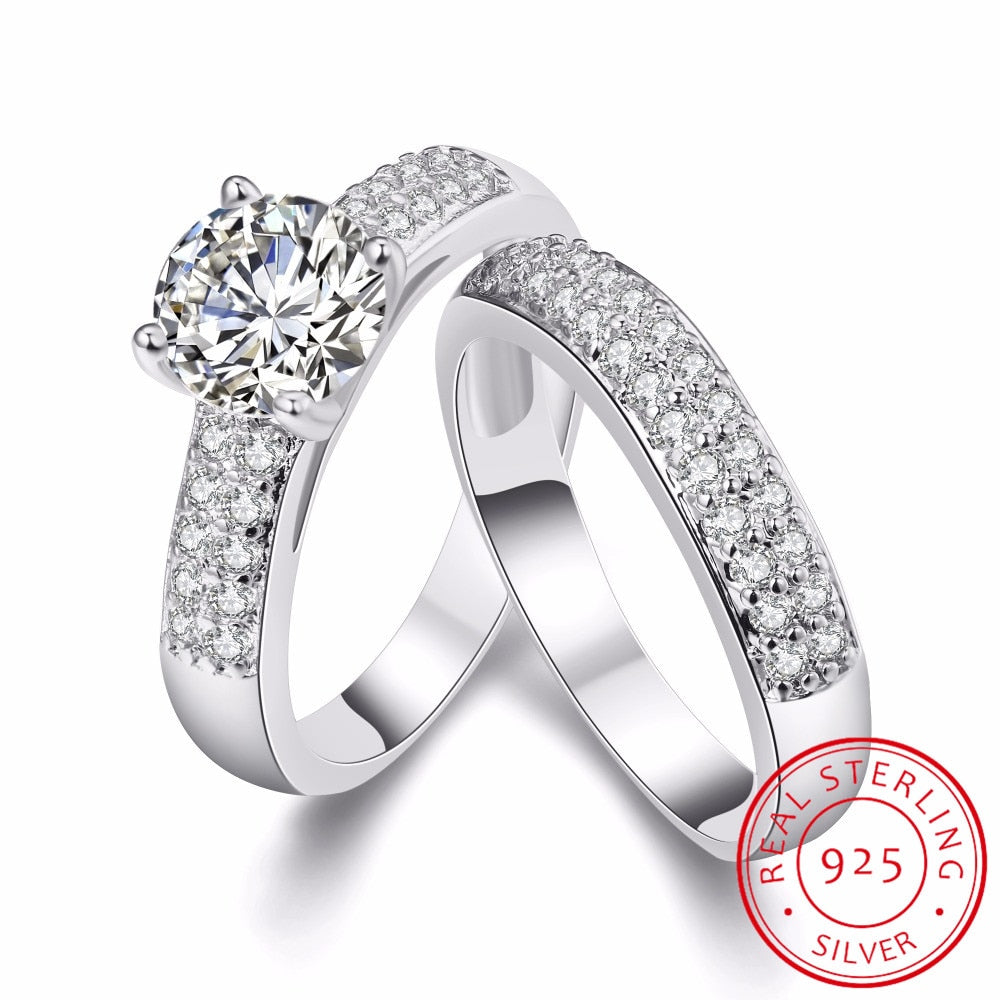 2020 Wedding Band Rings Set Solid 925 Sterling Silver 1.5 Carat Sona Simulated Diamant Engagement Ring for Women ZR284