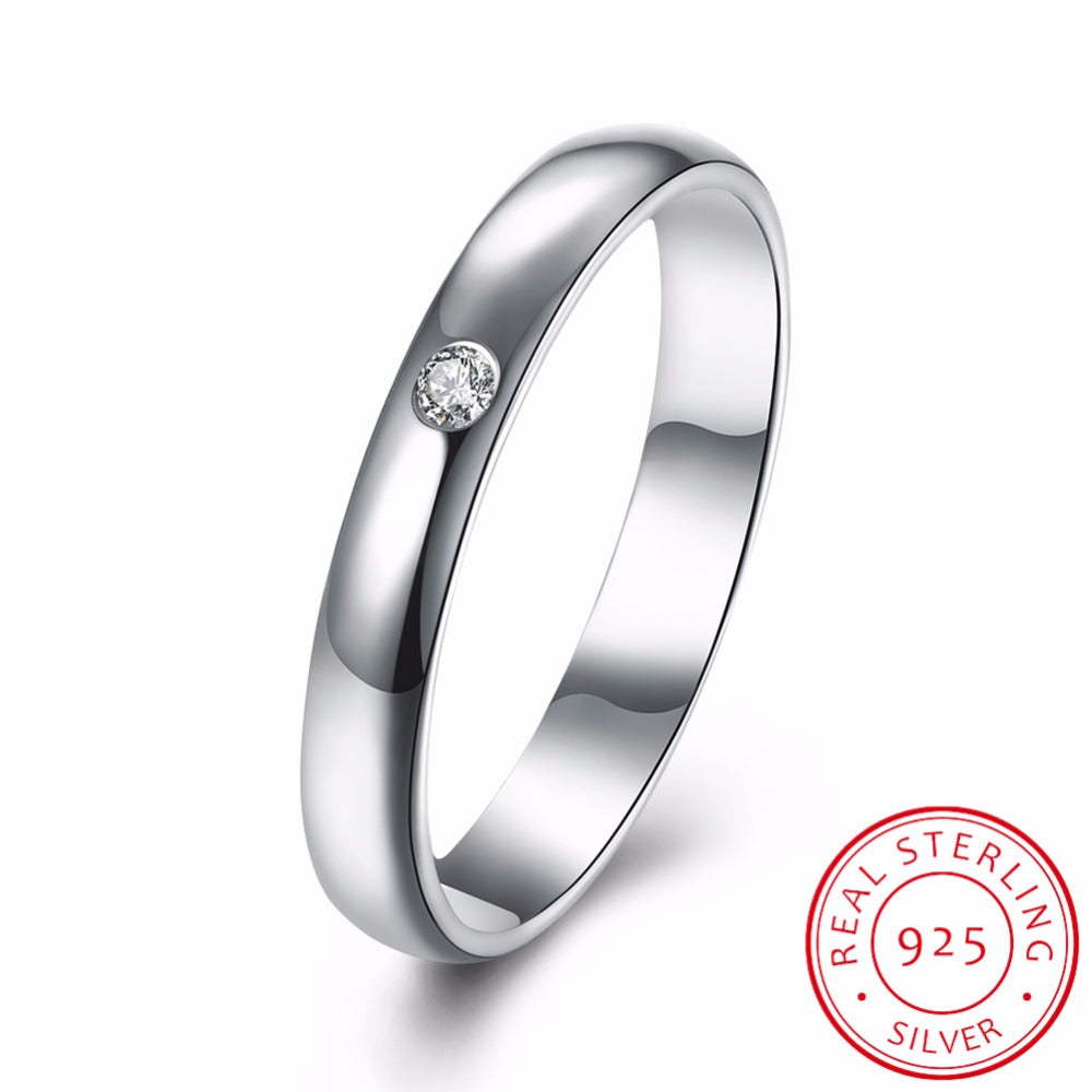 3mm Hearts and Arrows Cubic Zirconia Wedding Ring 925 Sterling Silver Classical Finger Ring Fine Jewelry