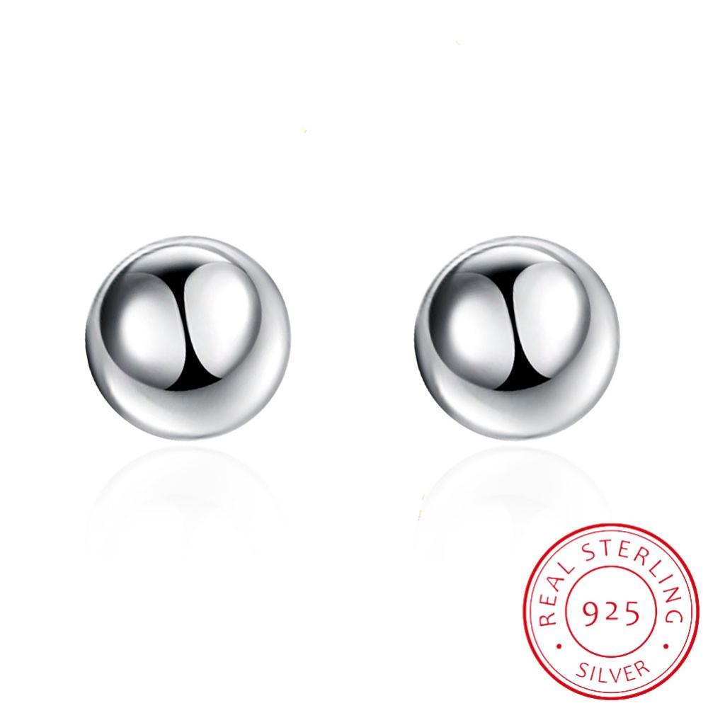 8mm 10mm Women 925 Sterling Silver Fine Jewelry Earring Wedding New Ethiopian Round Stud Earrings For Baby Girls